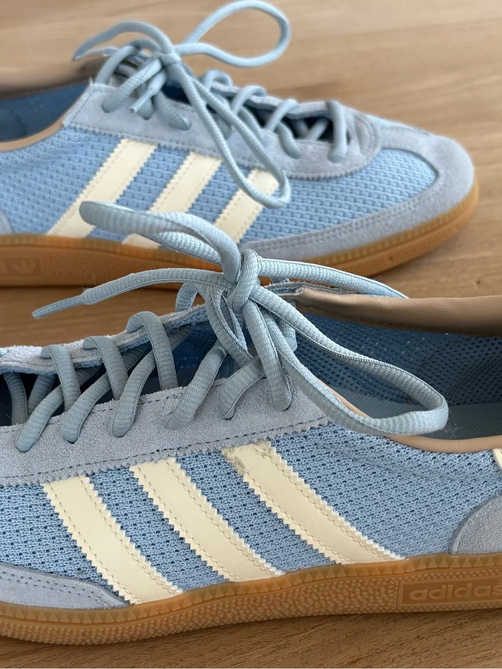 Adidas Spezial Light Blue Suede & Mesh Sneakers with Cream Stripes - brand new